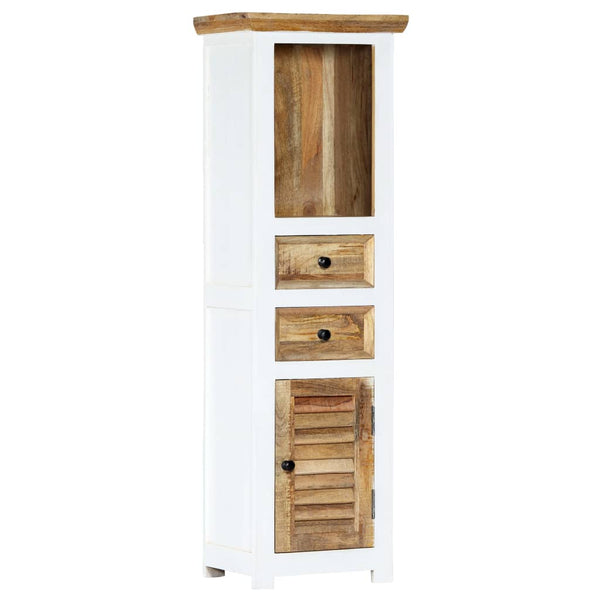 vidaXL Highboard White and Brown 40x30x128 cm Solid Mango Wood