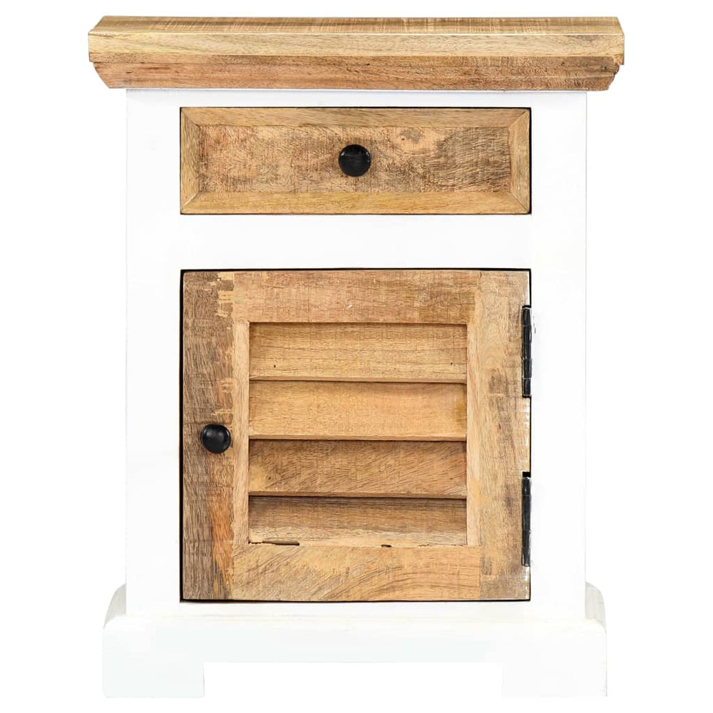vidaXL Bedside Cabinet White and Brown 40x30x50 cm Solid Mango Wood