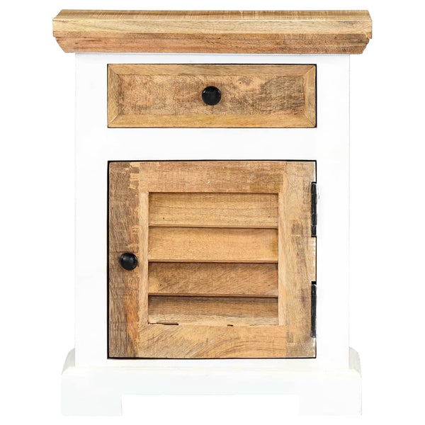 vidaXL Bedside Cabinet White and Brown 40x30x50 cm Solid Mango Wood