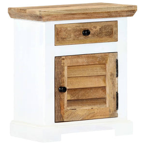 vidaXL Bedside Cabinet White and Brown 40x30x50 cm Solid Mango Wood