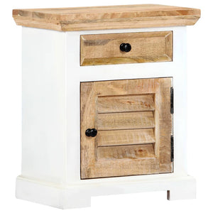 vidaXL Bedside Cabinet White and Brown 40x30x50 cm Solid Mango Wood