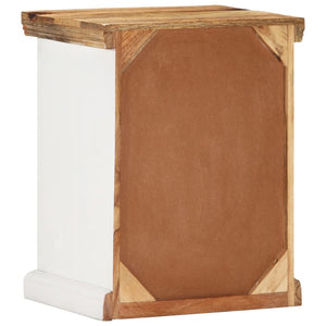 vidaXL Bedside Cabinet White and Brown 40x30x50 cm Solid Mango Wood