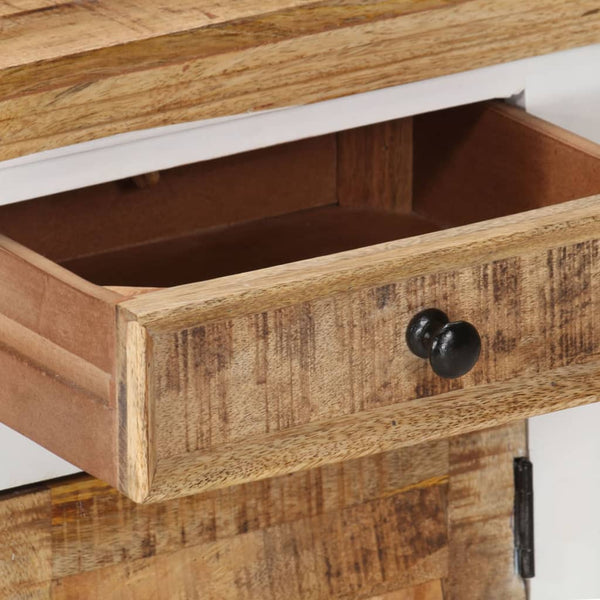 vidaXL Bedside Cabinet White and Brown 40x30x50 cm Solid Mango Wood