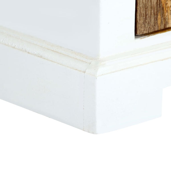 vidaXL Bedside Cabinet White and Brown 40x30x50 cm Solid Mango Wood