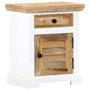 vidaXL Bedside Cabinet White and Brown 40x30x50 cm Solid Mango Wood