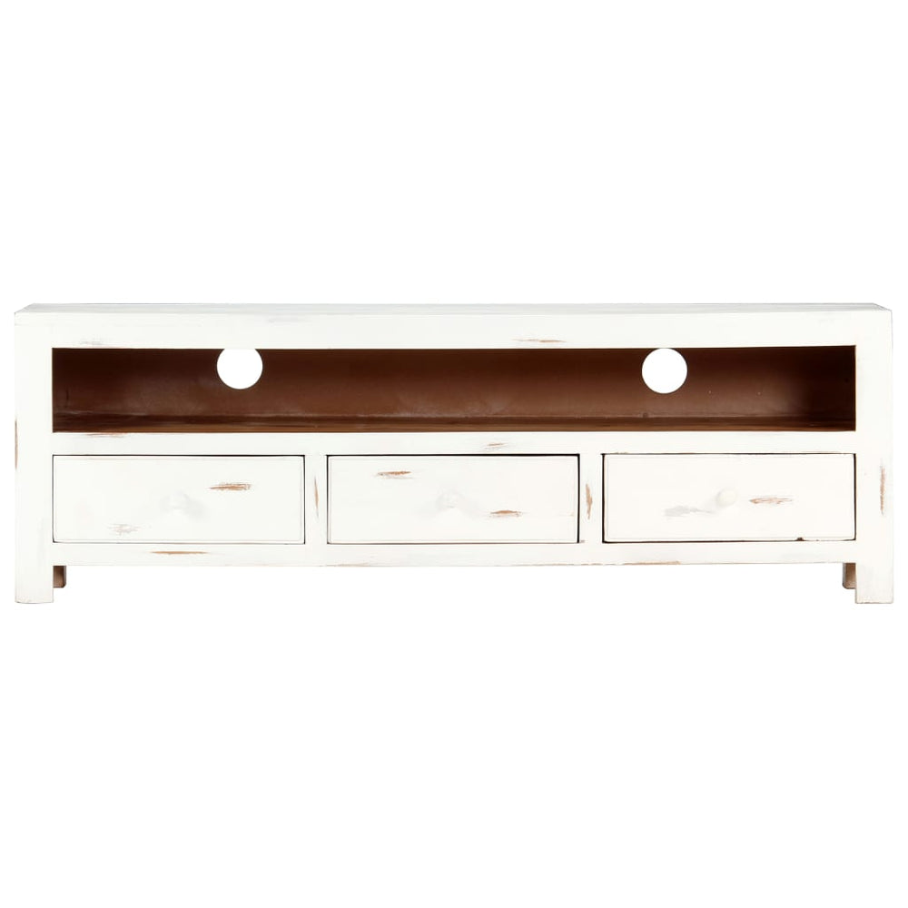 vidaXL TV Cabinet White 120 x 30 x 40 cm Solid Acacia Wood
