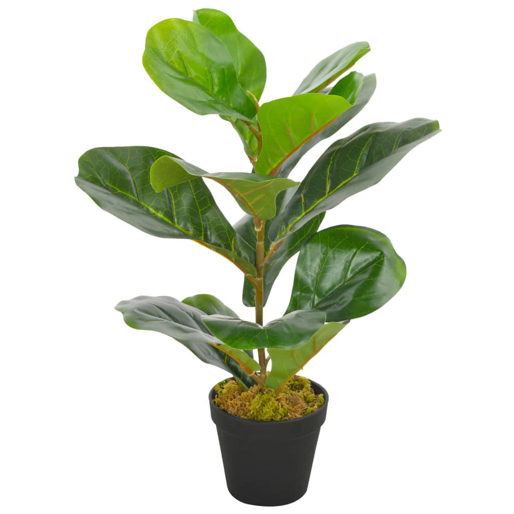 vidaXL Artificial Fiddle Leaf Fig Plant with Pot Green 45 cm