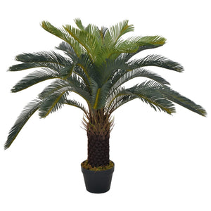 vidaXL Artificial Cycas Palm Plant with Pot Green 90 cm