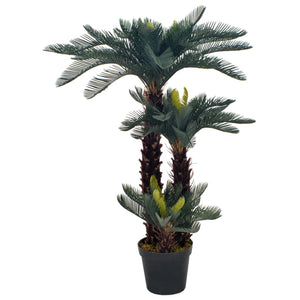 vidaXL Artificial Cycas Palm Plant with Pot Green 125 cm
