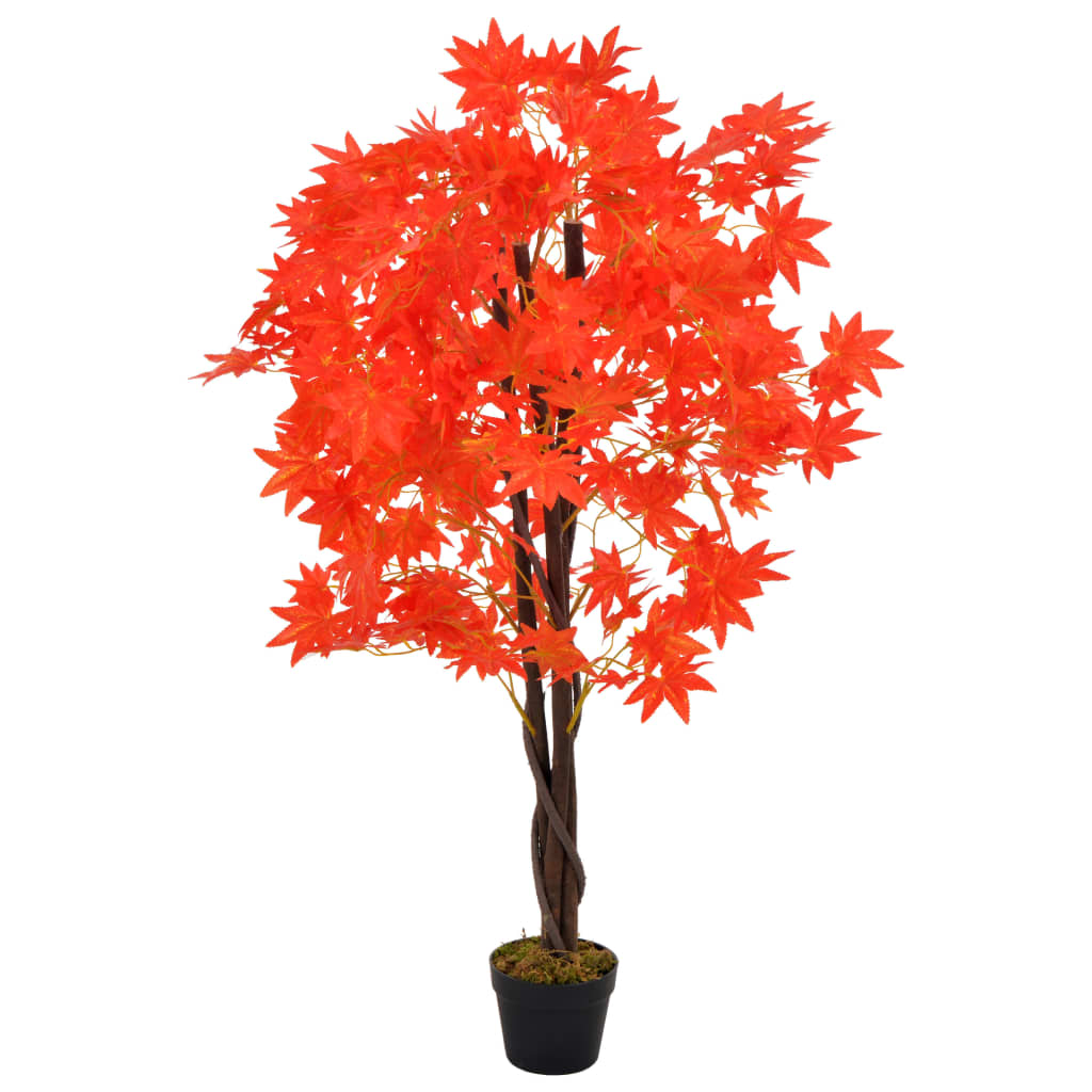 vidaXL Artificial Maple Tree with Pot Red 120 cm