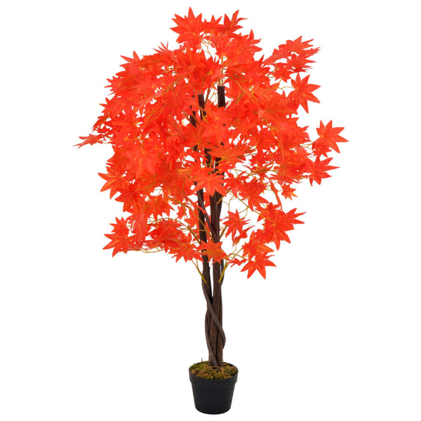 vidaXL Artificial Maple Tree with Pot Red 120 cm