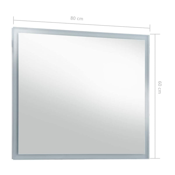vidaXL Bathroom LED Wall Mirror 80x60 cm
