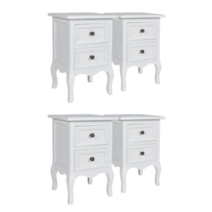 vidaXL Nightstands 4 pcs with 2 Drawers White MDF