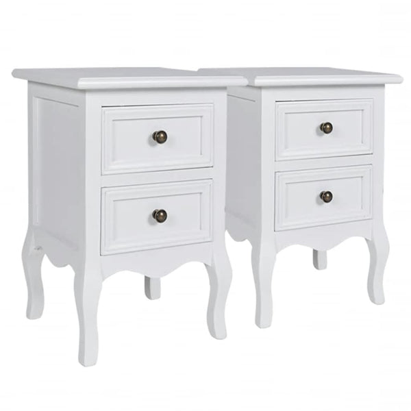 vidaXL Nightstands 4 pcs with 2 Drawers White MDF