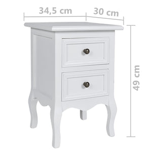 vidaXL Nightstands 4 pcs with 2 Drawers White MDF