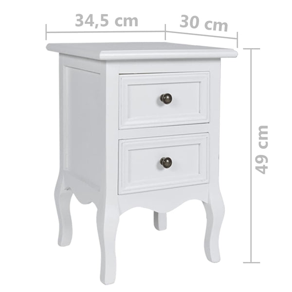 vidaXL Nightstands 4 pcs with 2 Drawers White MDF