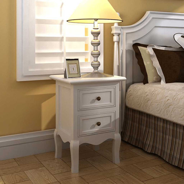 vidaXL Nightstands 4 pcs with 2 Drawers White MDF