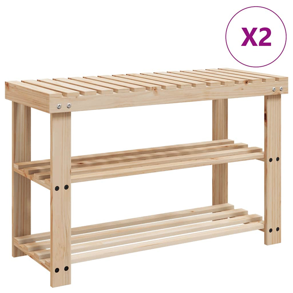 vidaXL 2-in-1 Shoe Bench 2 pcs. Solid Fir Wood