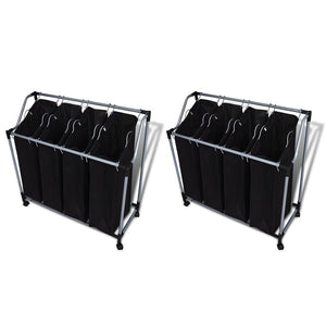 vidaXL Laundry Baskets with Bags 2 pcs Black and Grey
