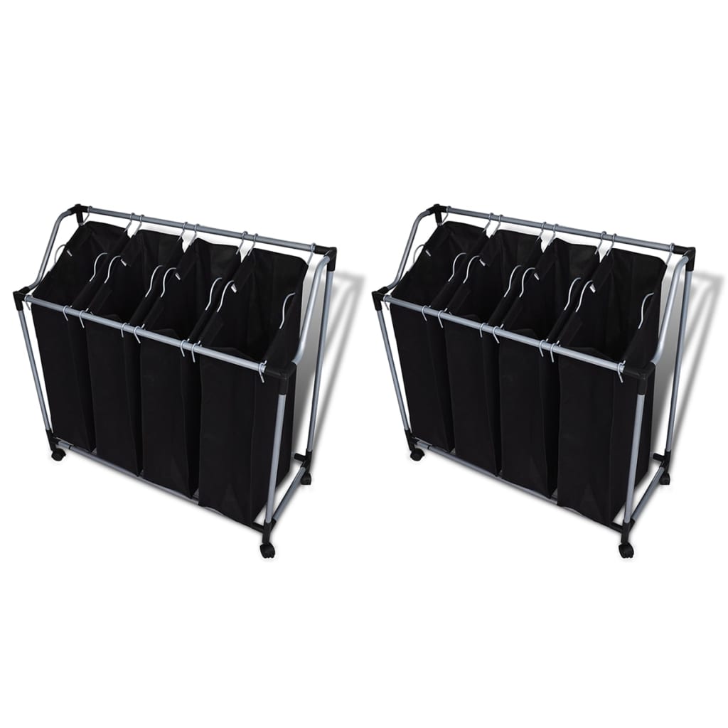 vidaXL Laundry Baskets with Bags 2 pcs Black and Grey