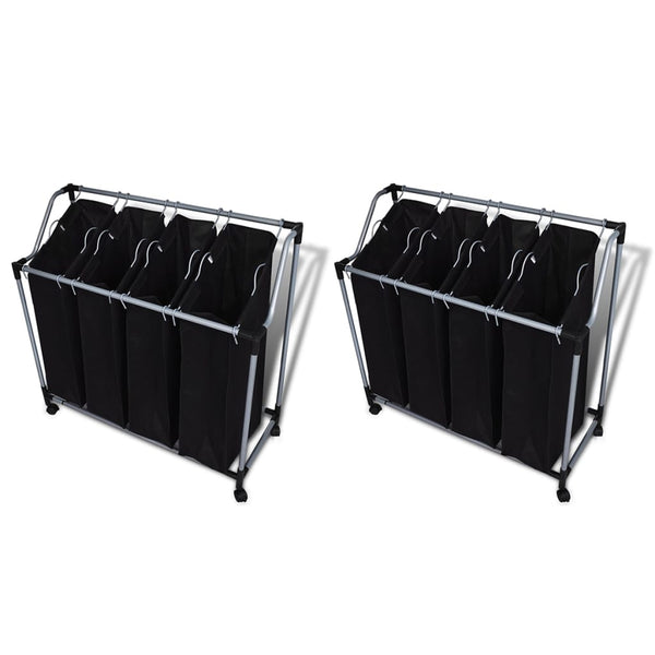 vidaXL Laundry Baskets with Bags 2 pcs Black and Grey