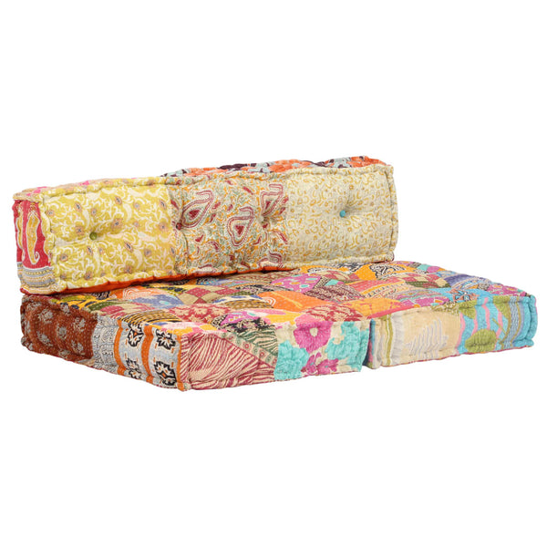 vidaXL Patchwork Fabric Pouf