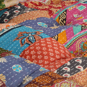 vidaXL Patchwork Fabric Pouf