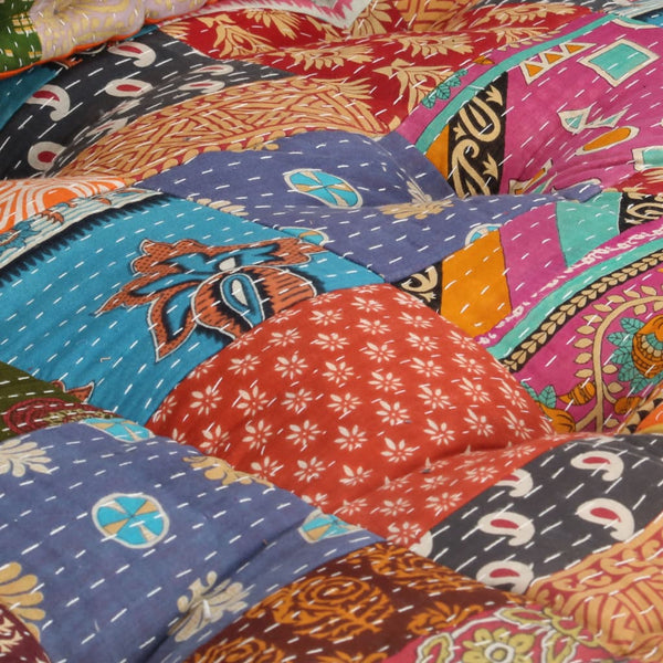 vidaXL Patchwork Fabric Pouf