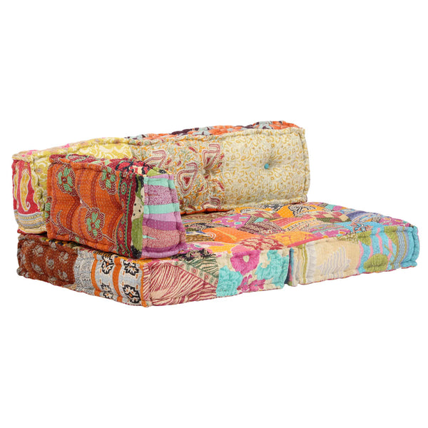 vidaXL Patchwork Fabric Pouf
