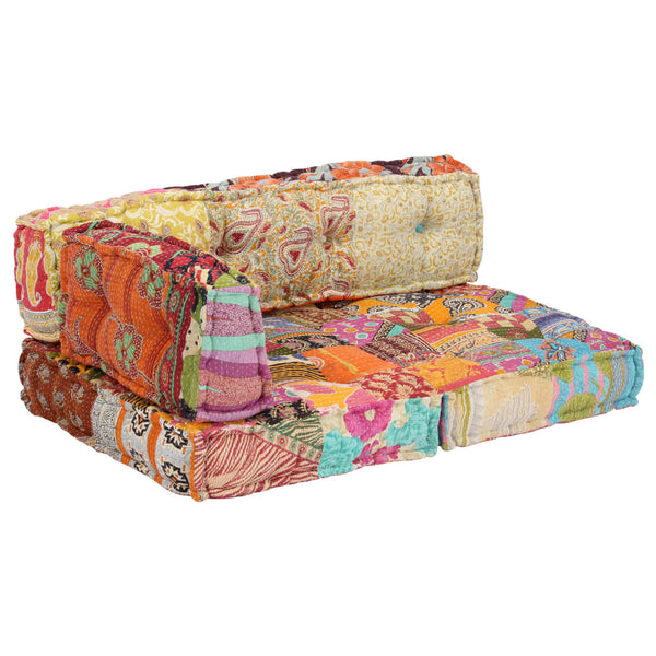 vidaXL Patchwork Fabric Pouf