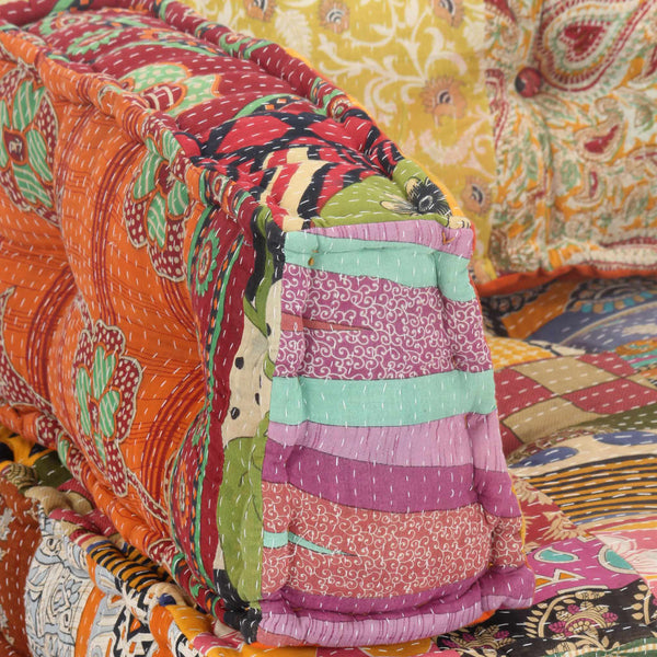 vidaXL Patchwork Fabric Pouf