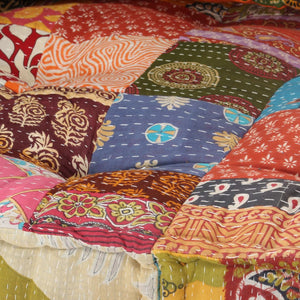 vidaXL Patchwork Fabric Pouf