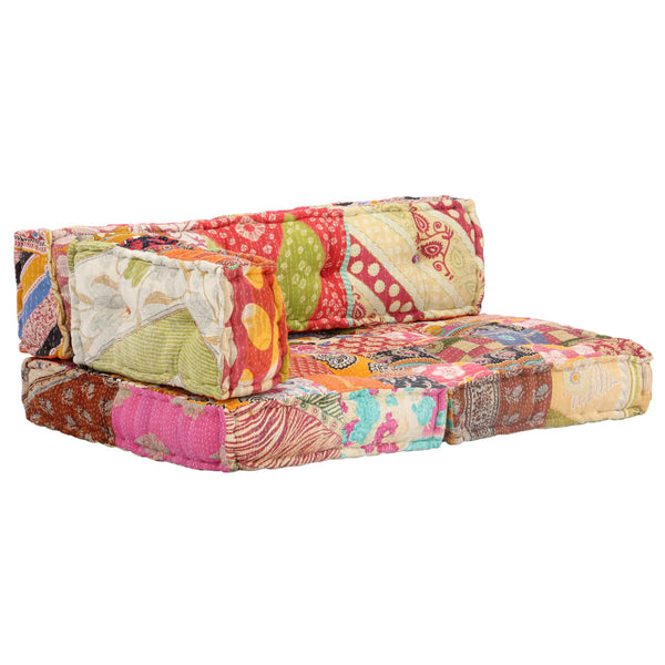 vidaXL Patchwork Fabric Pouf