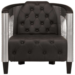 vidaXL Aviator Armchair Black Real Leather