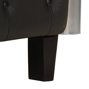 vidaXL Aviator Armchair Black Real Leather