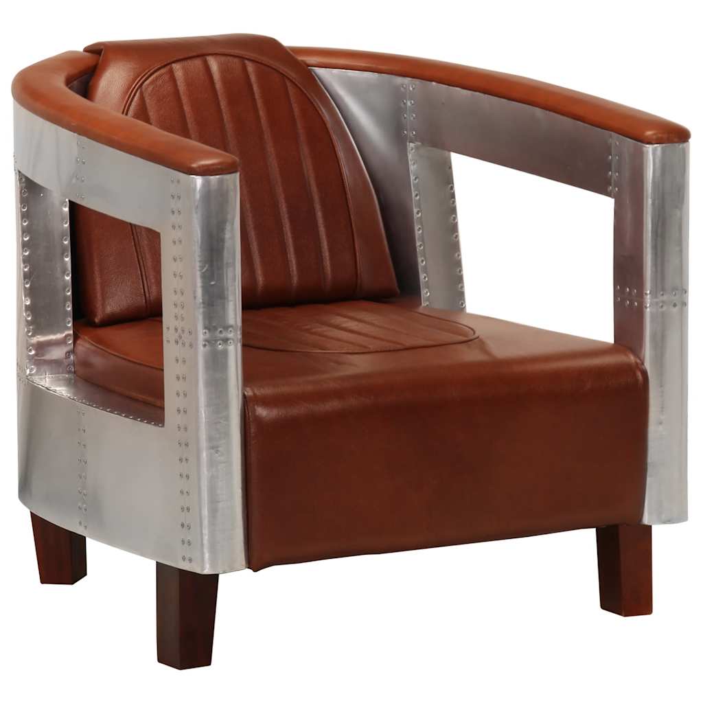 vidaXL Aviator Armchair Brown Genuine Leather