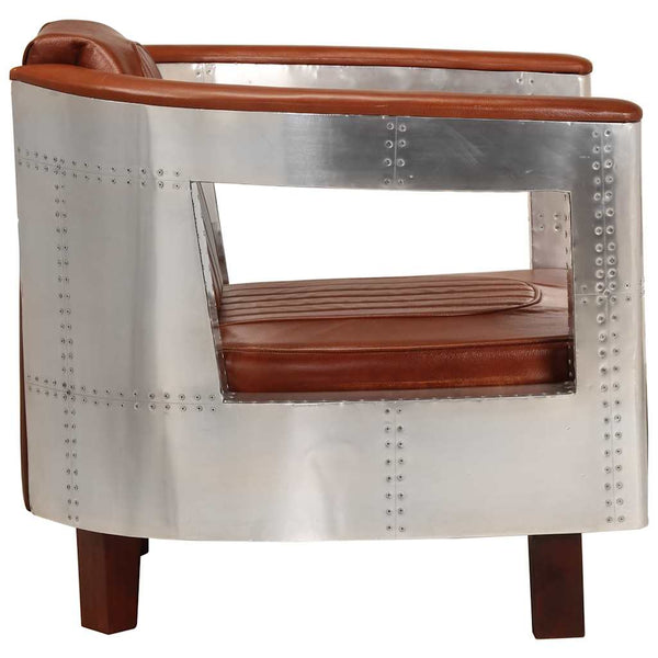 vidaXL Aviator Armchair Brown Genuine Leather