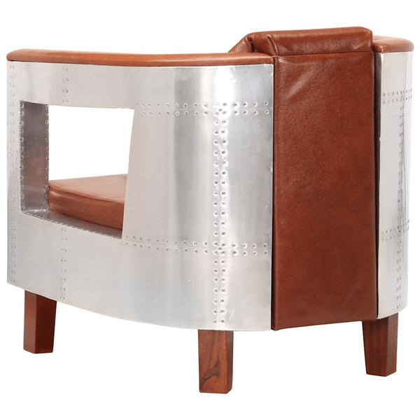 vidaXL Aviator Armchair Brown Genuine Leather
