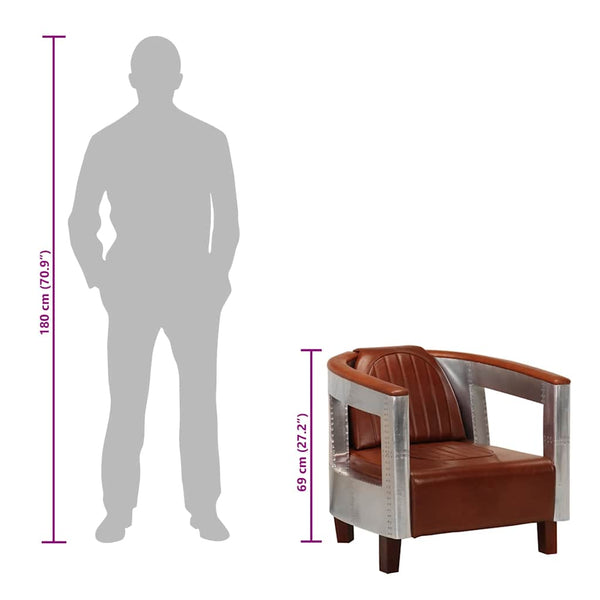 vidaXL Aviator Armchair Brown Genuine Leather