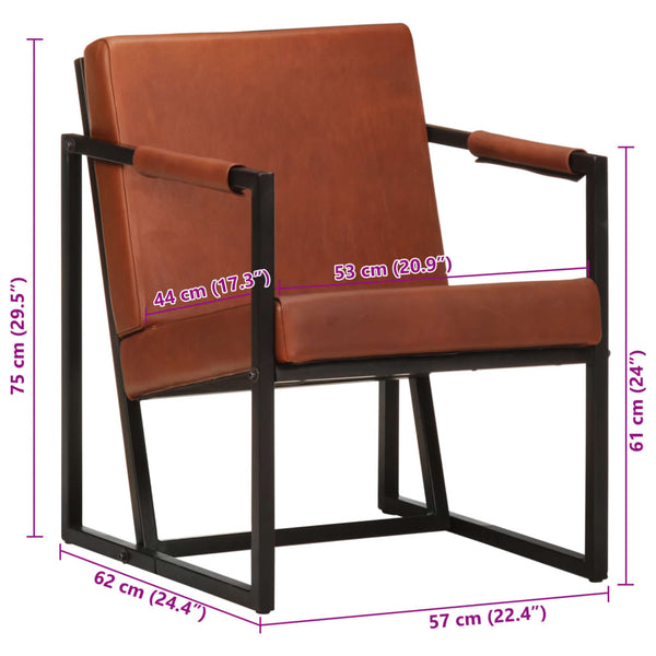 vidaXL Armchair Brown Genuine Leather
