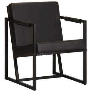 vidaXL Armchair Black Genuine Leather