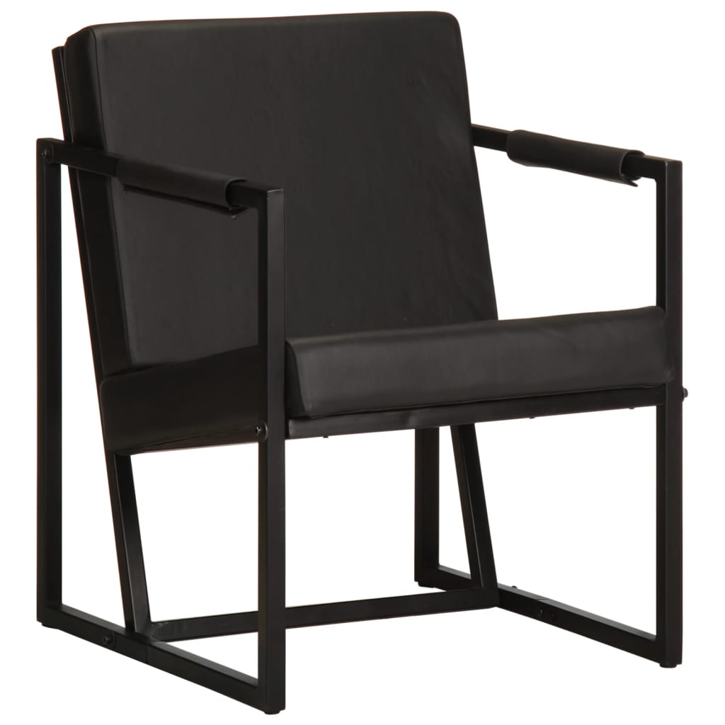 vidaXL Armchair Black Genuine Leather
