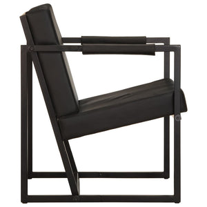 vidaXL Armchair Black Genuine Leather
