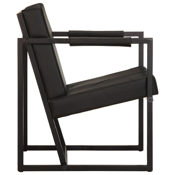 vidaXL Armchair Black Genuine Leather