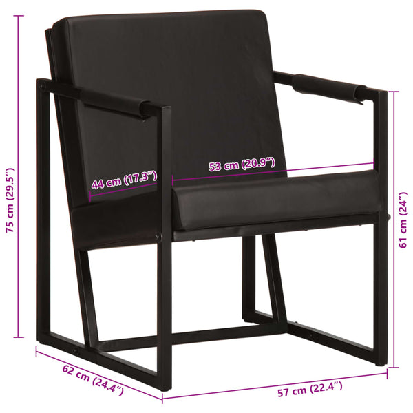 vidaXL Armchair Black Genuine Leather