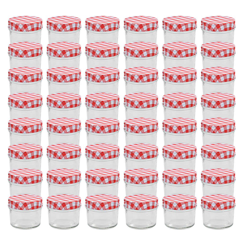 vidaXL Jam Jars with White/Red Lids 48 pcs. 110 ml