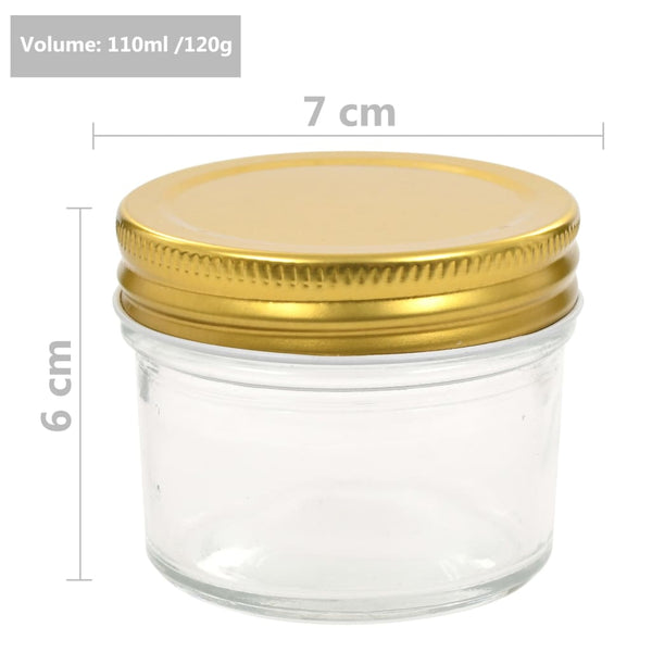 vidaXL Jam Jars with Gold Lids 24 pcs. 110 ml
