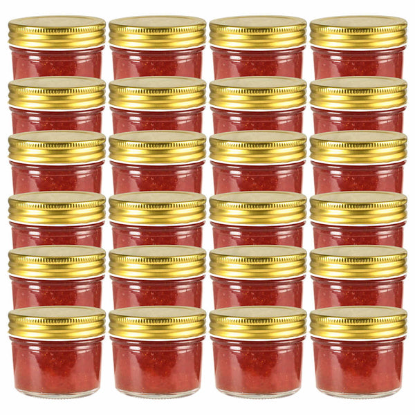 vidaXL Jam Jars with Gold Lids 24 pcs. 110 ml