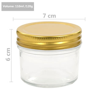 vidaXL Jam Jars with Gold Lid 48 pcs. 110 ml