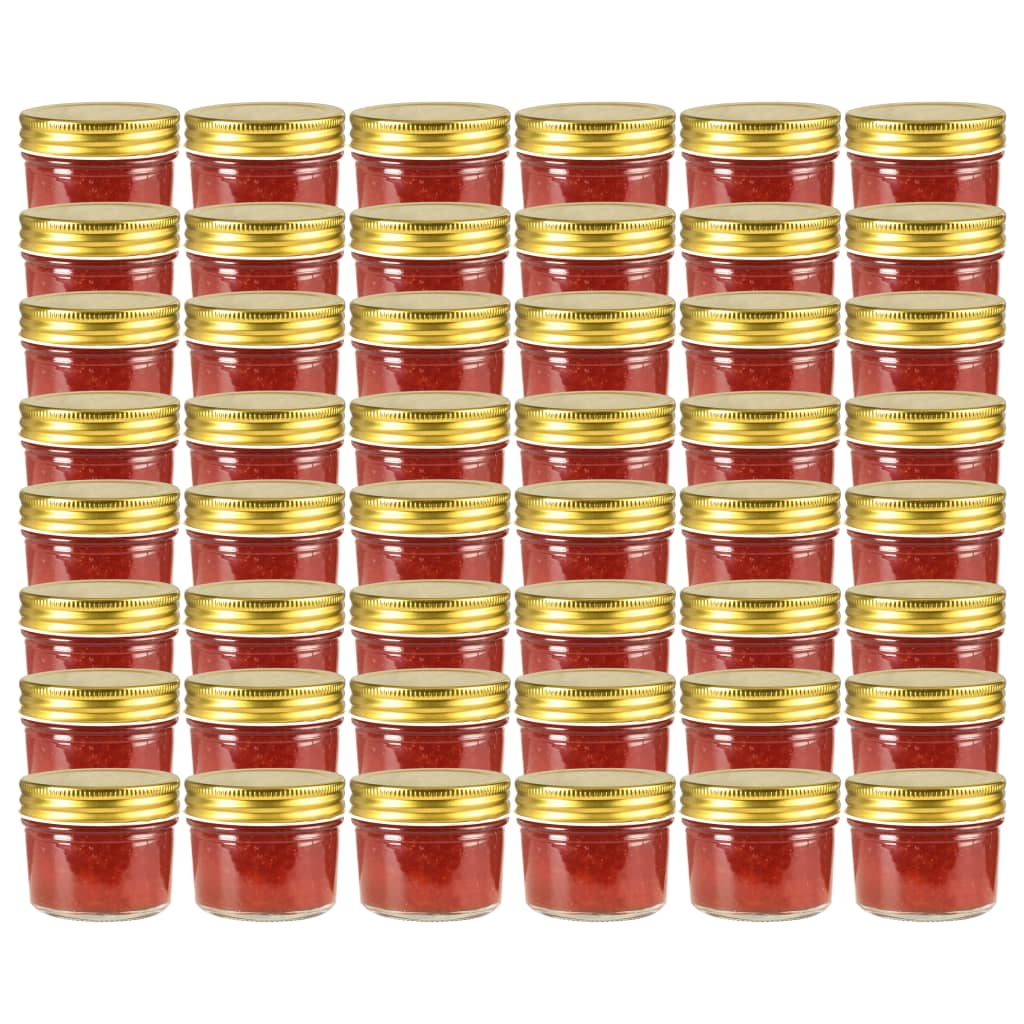 vidaXL Jam Jars with Gold Lid 48 pcs. 110 ml